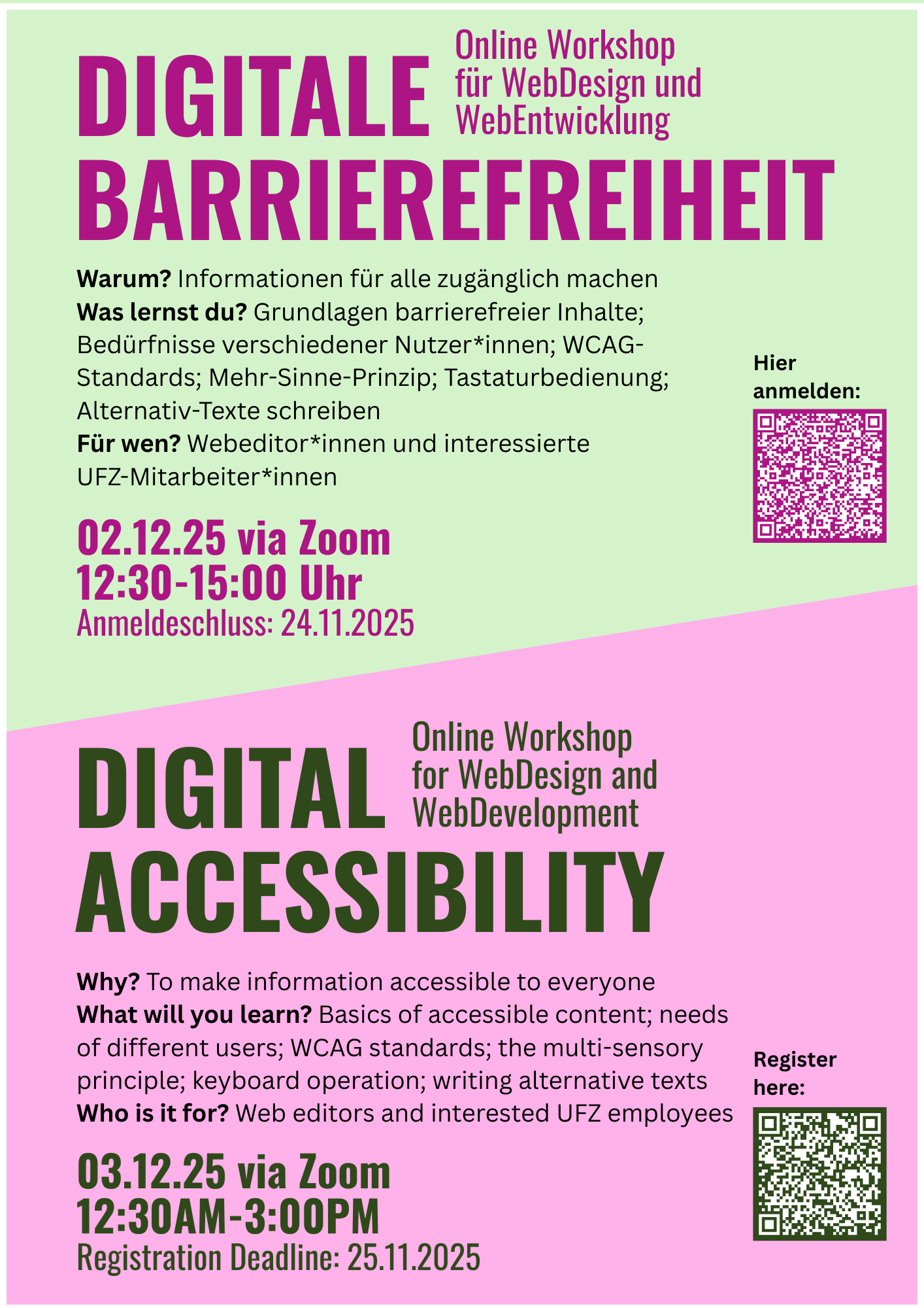Plakat f&uuml;r Workshop zu digitaler Barrierefreiheit am 02.12.25